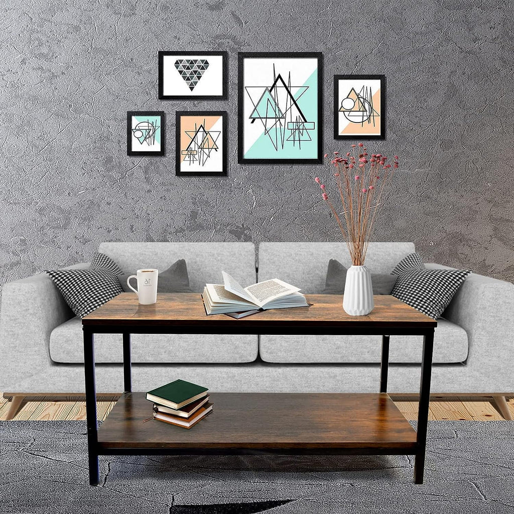 Brown 2-Tier Coffee Table with Storage Drawers T72822