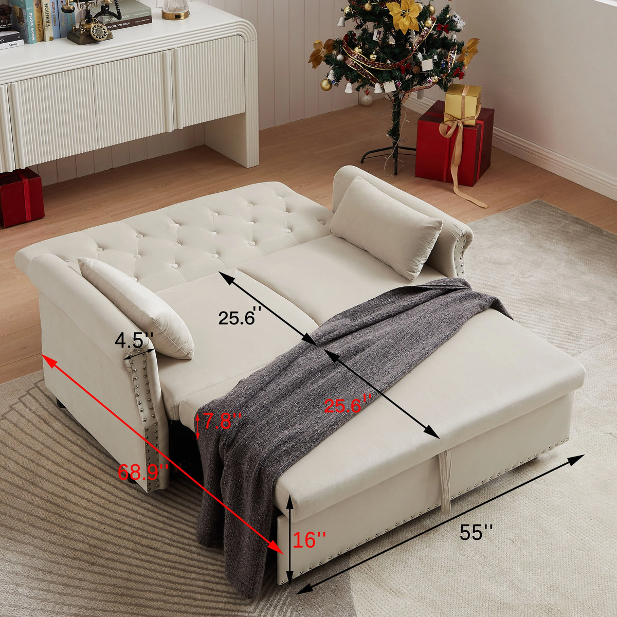 Velvet Convertible Sleeper Sofa Bed M48839