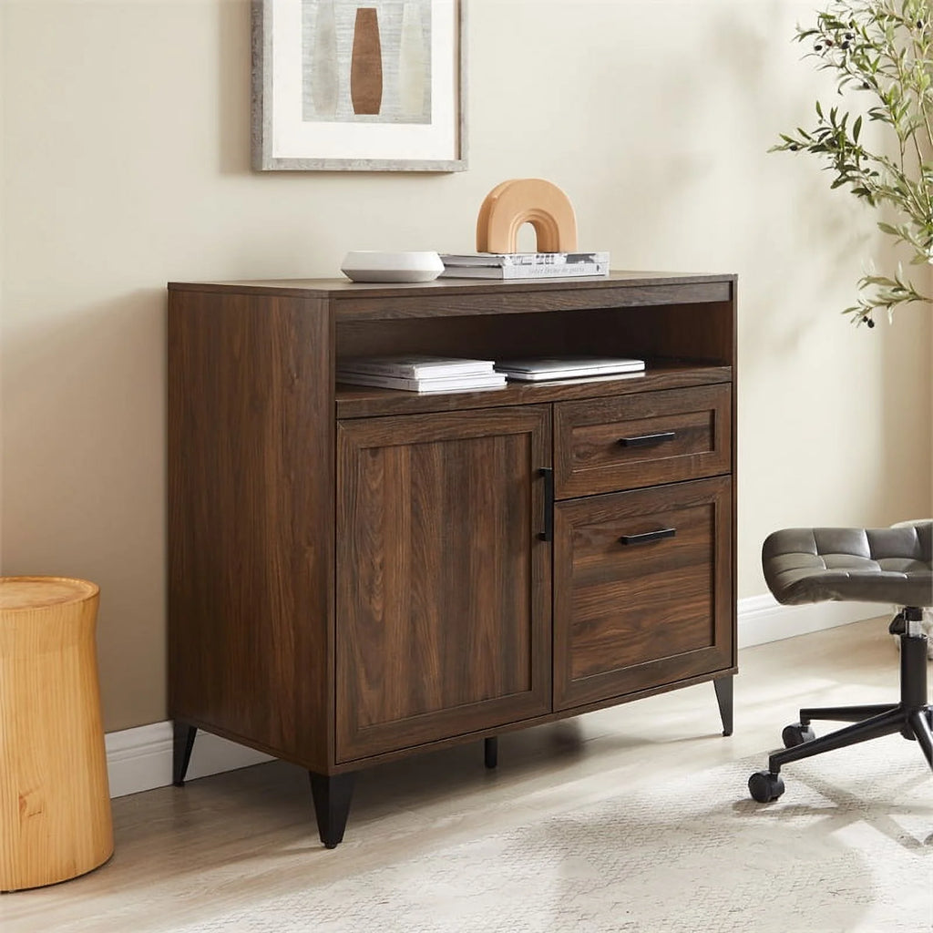 Dark Walnut 2 Drawer Wood Secretary Desk Sideboard O274