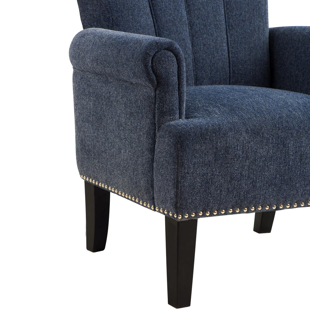 Navy Blue Tufted Polyester Armchair Z5798