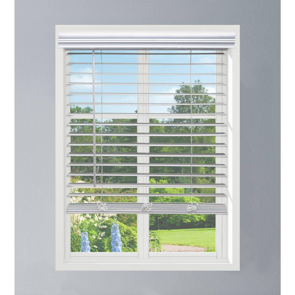 White Cordless Faux Wood Blind T1770