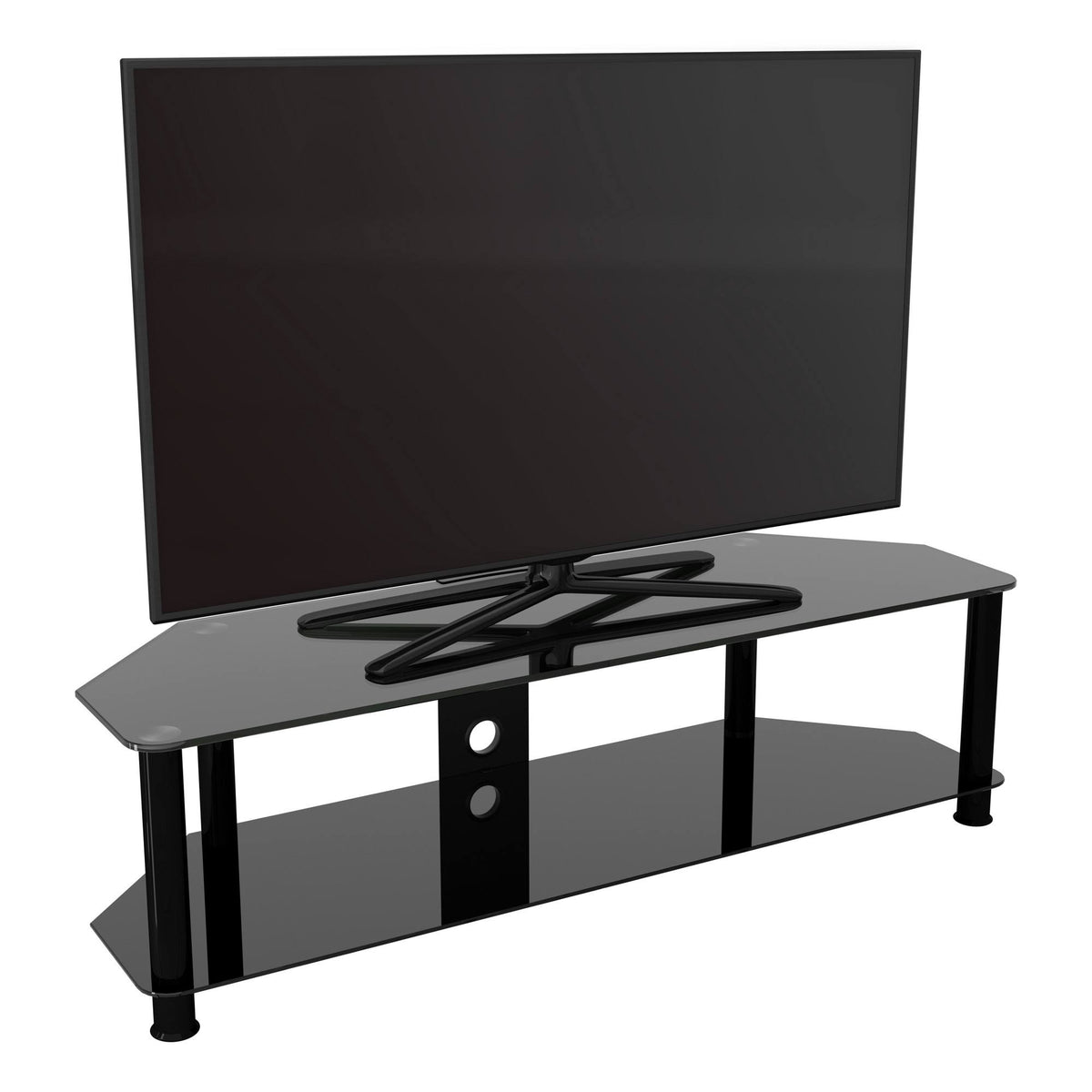 TV Stand with Cable Management, Black Y959