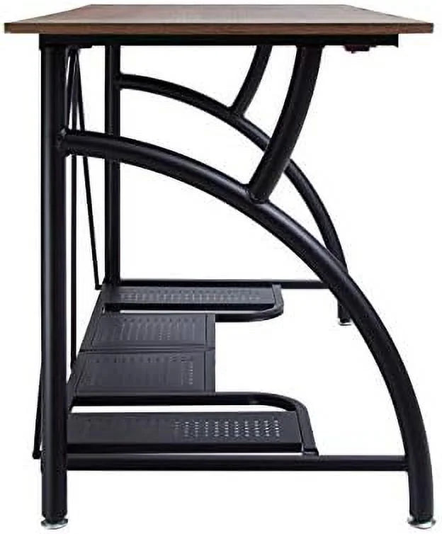 Folding Wooden Computer Desk with Bottom Shelf Black X72656