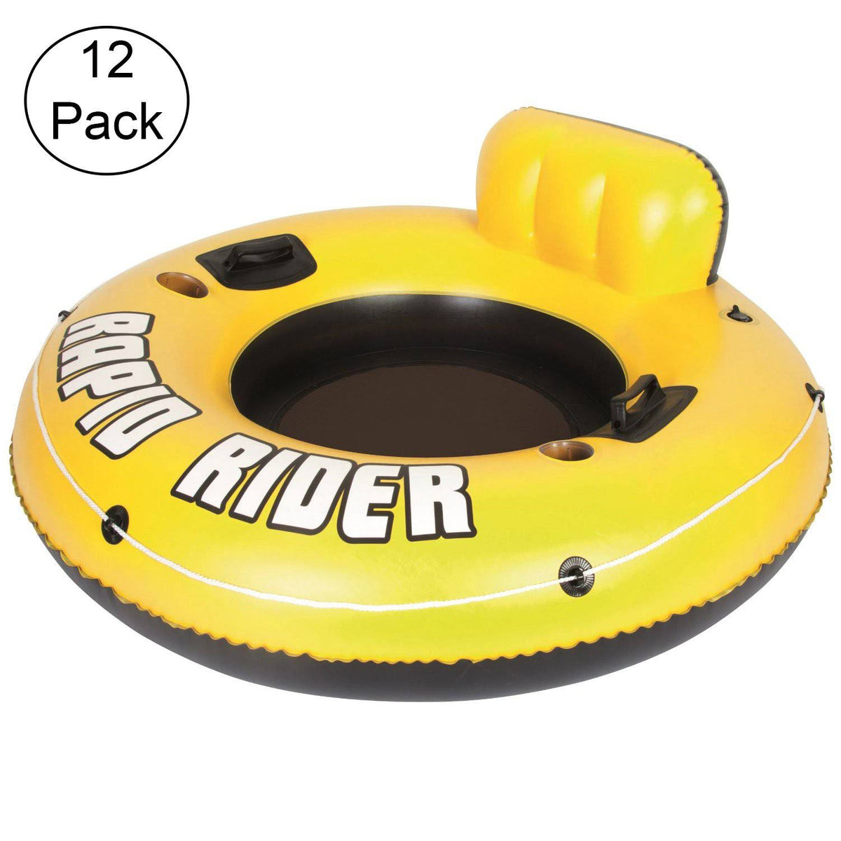 12 Pack Inflatable Raft Tube with Handles and Cup Holders R57854