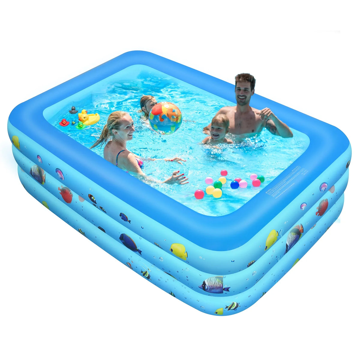 Inflatable Pool, Thickened Kiddie Pool, BPA-Free, 6.9 x 5 x 1.8 ft, Blue D787