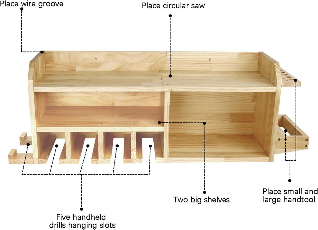 Power Tool Organizer Wall Mount, Drill Holder Storage with 5 Tool Slots G1180