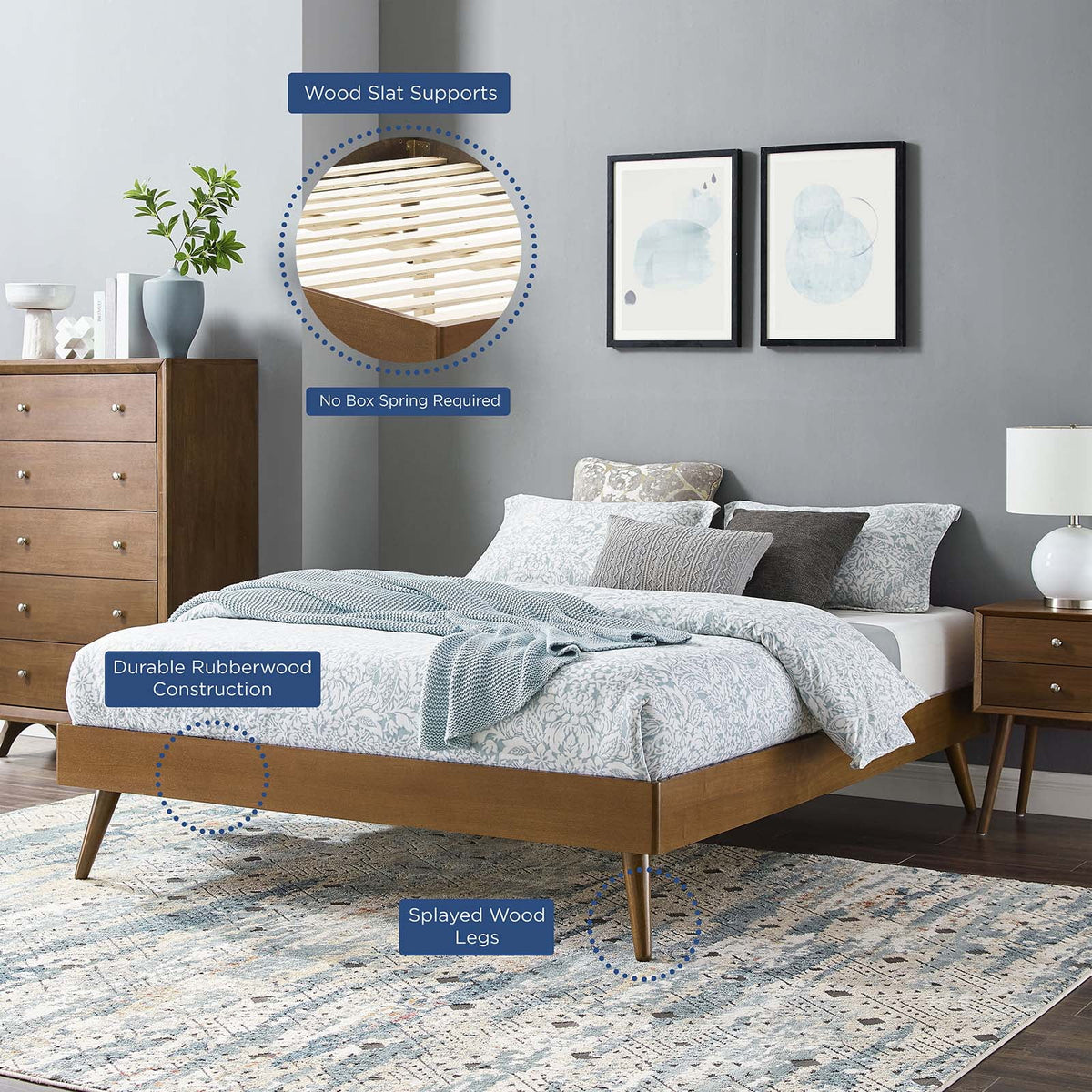 Twin Size Wood Platform Bed Frame O405068