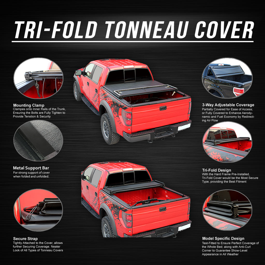Tri-Fold Soft Top Tonneau Cover for Toyota Pickup Tacoma K5642