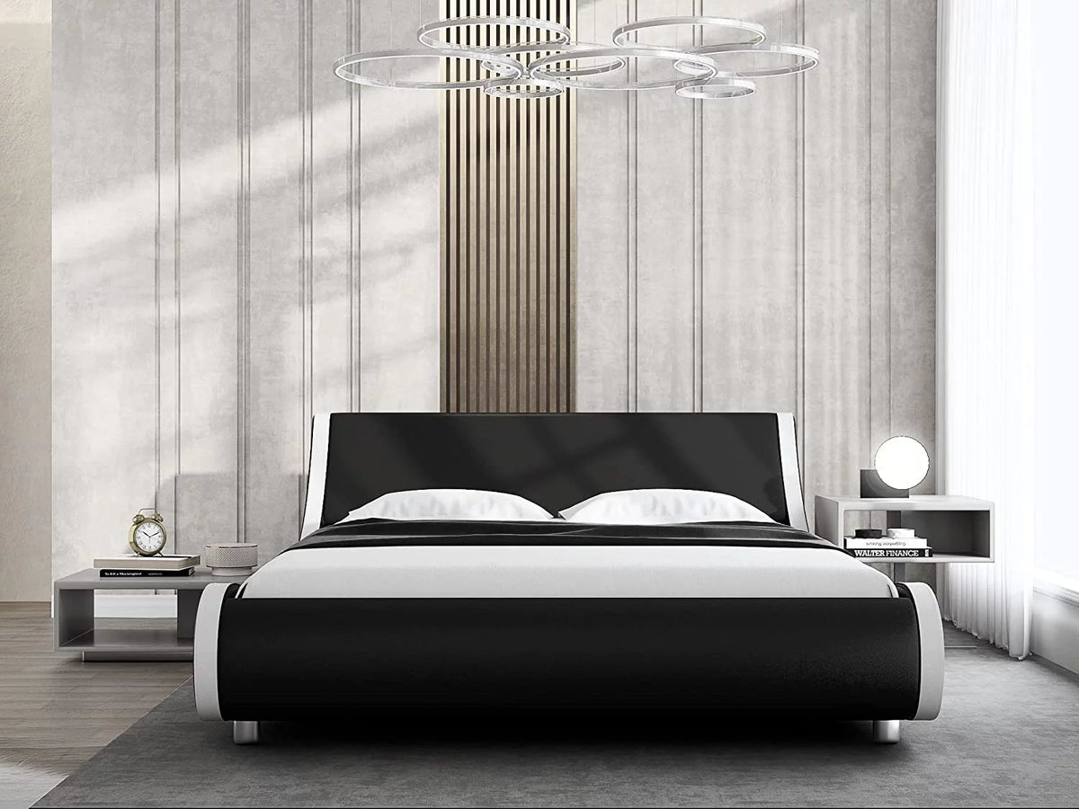 Queen Size Platform Bed Frame with Adjustable Headboard Q20936