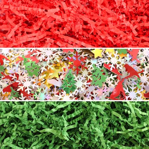1LB Christmas Crinkle Cut Paper Basket Filler B4731