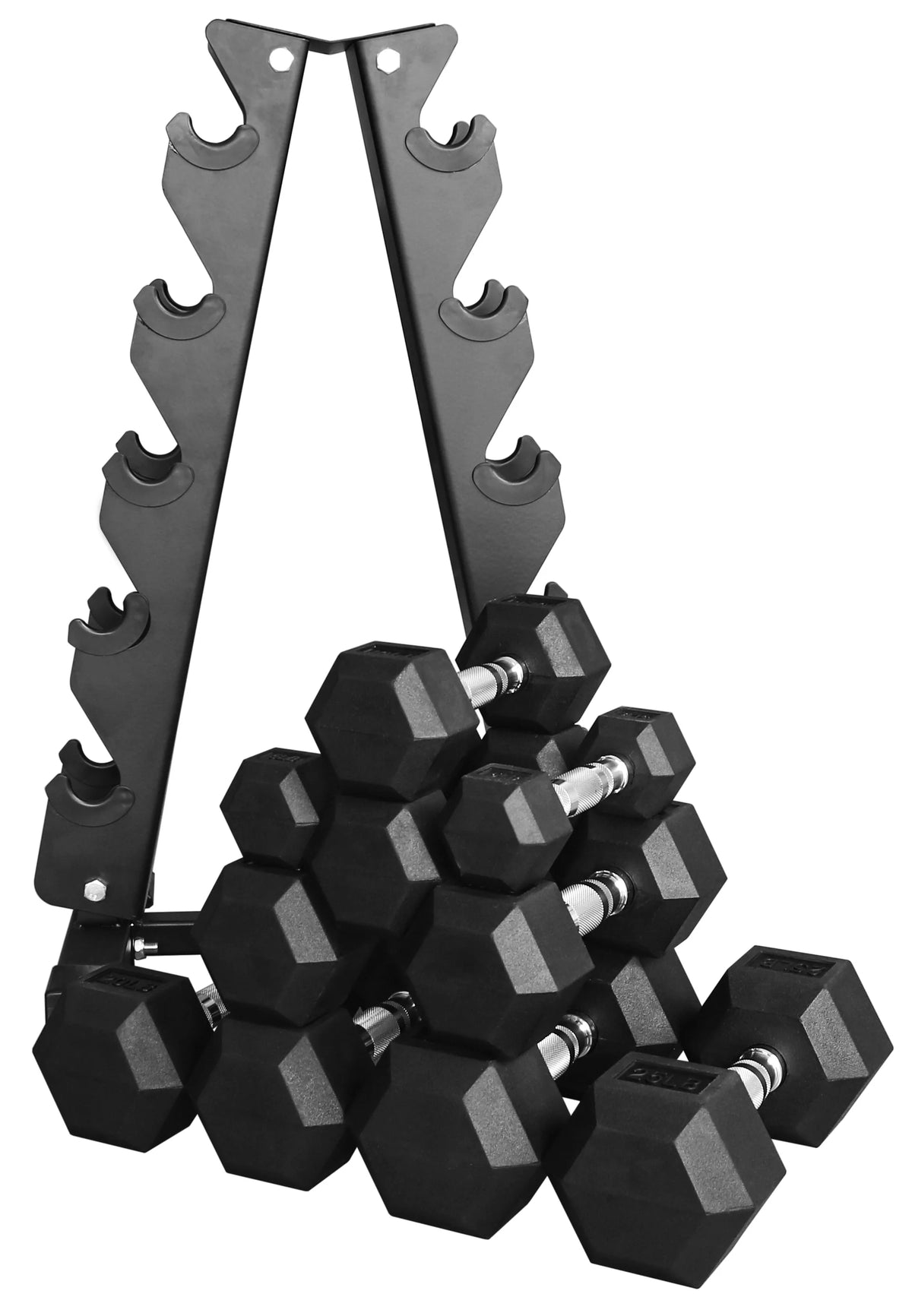 150LB Coated Hex Dumbbell Weight Set with A-Frame Storage Rack V90028