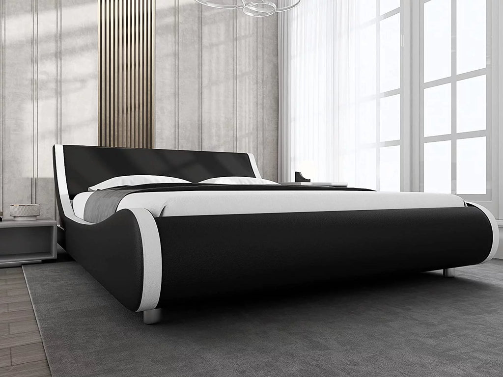 Queen Size Platform Bed Frame with Adjustable Headboard Q20936