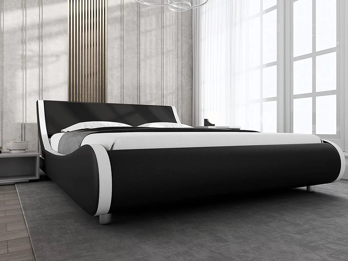 Queen Size Platform Bed Frame with Adjustable Headboard Q20936