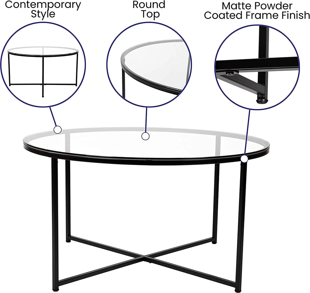 3 Piece Glass Top Occasional Table Set W64753