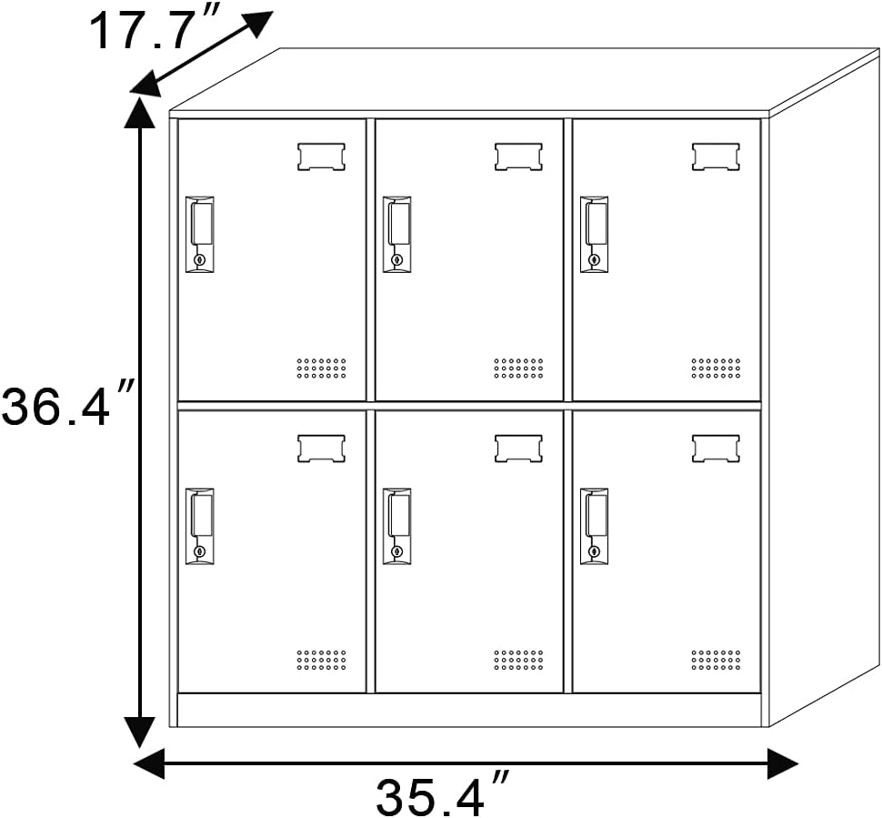 6 Door Steel Storage Locker Cabinet with Lock A666