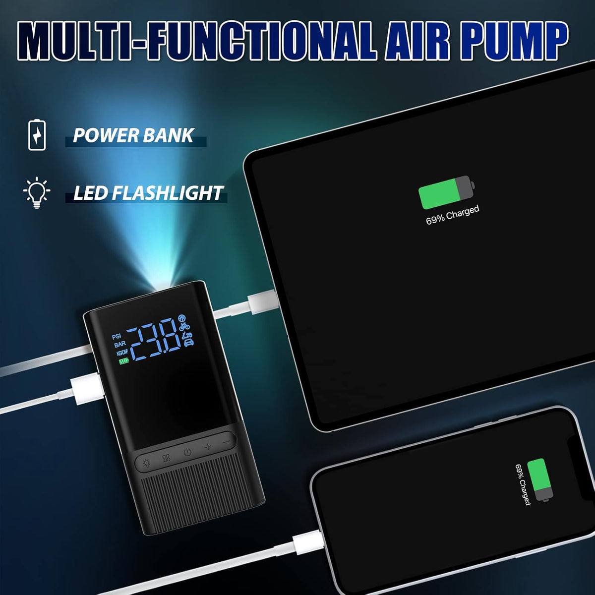 Portable Tire Inflator Air Compressor, 150PSI, 7000mAh Battery U219245