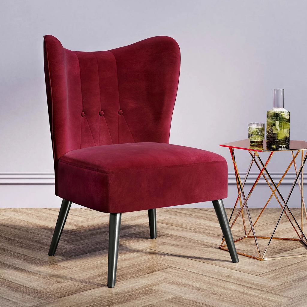 Red Velvet Accent Chair Y14095